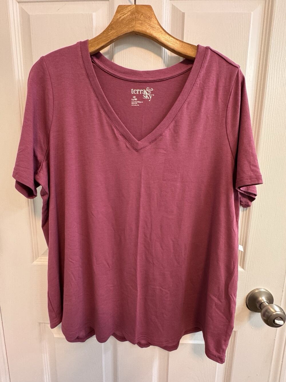 Terra Sky 0X Bundle Of 3 Tees Rose, White, Teal Short Sleeve Cotton Blend